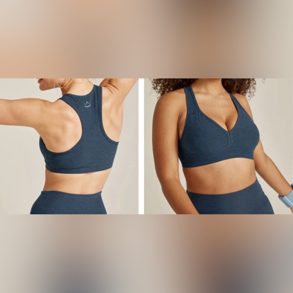 Beyond Yoga Large Spacedye Lift Your Spirits Racerback Sports Bra Nocturnal Navy - Picture 2 of 10